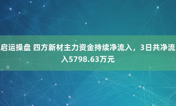 启运操盘 四方新材主力资金持续净流入，3日共净流入5798.63万元